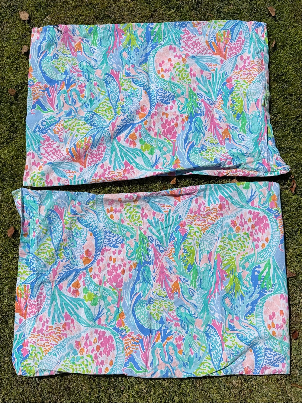 Lilly Pulitzer Pottery Barn Kids Mermaid Cove 2-Piece Pillowcase Set 100% Cotton